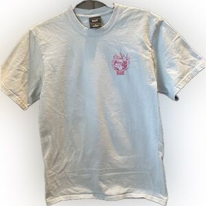 HUF Sky Blue Tee with Pink Emblem